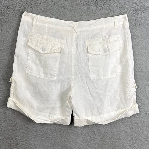 Joie 100% Linen Cargo Shorts White Size 10 Summer Lagenlook Resort Beachy - Picture 2 of 7